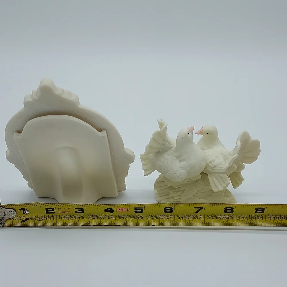 Bridal Frame & Dove Pair Cake Topper Ivory/Pink/ NOS
